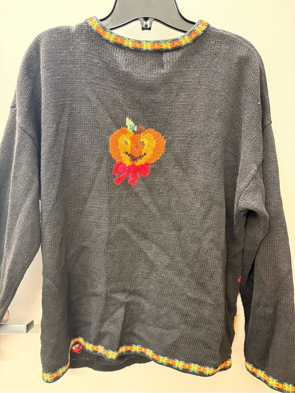 Women’s Vintage Halloween Tiara Cardigan M/L Orange Black Jack o’ Lanterns - Picture 6 of 10